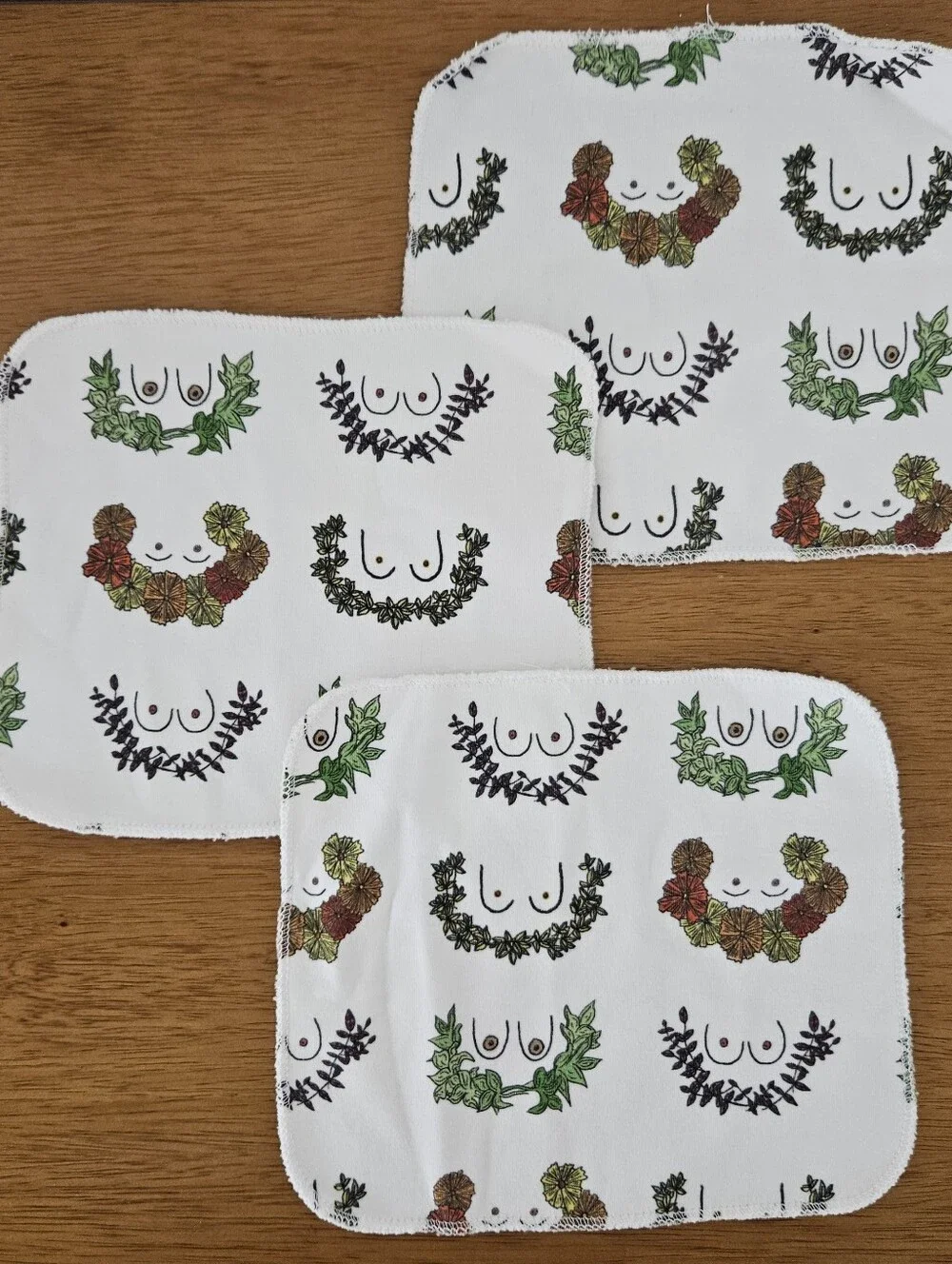 handmade boob floral wreath burp wash cloth hippie boho bath indie rag towel